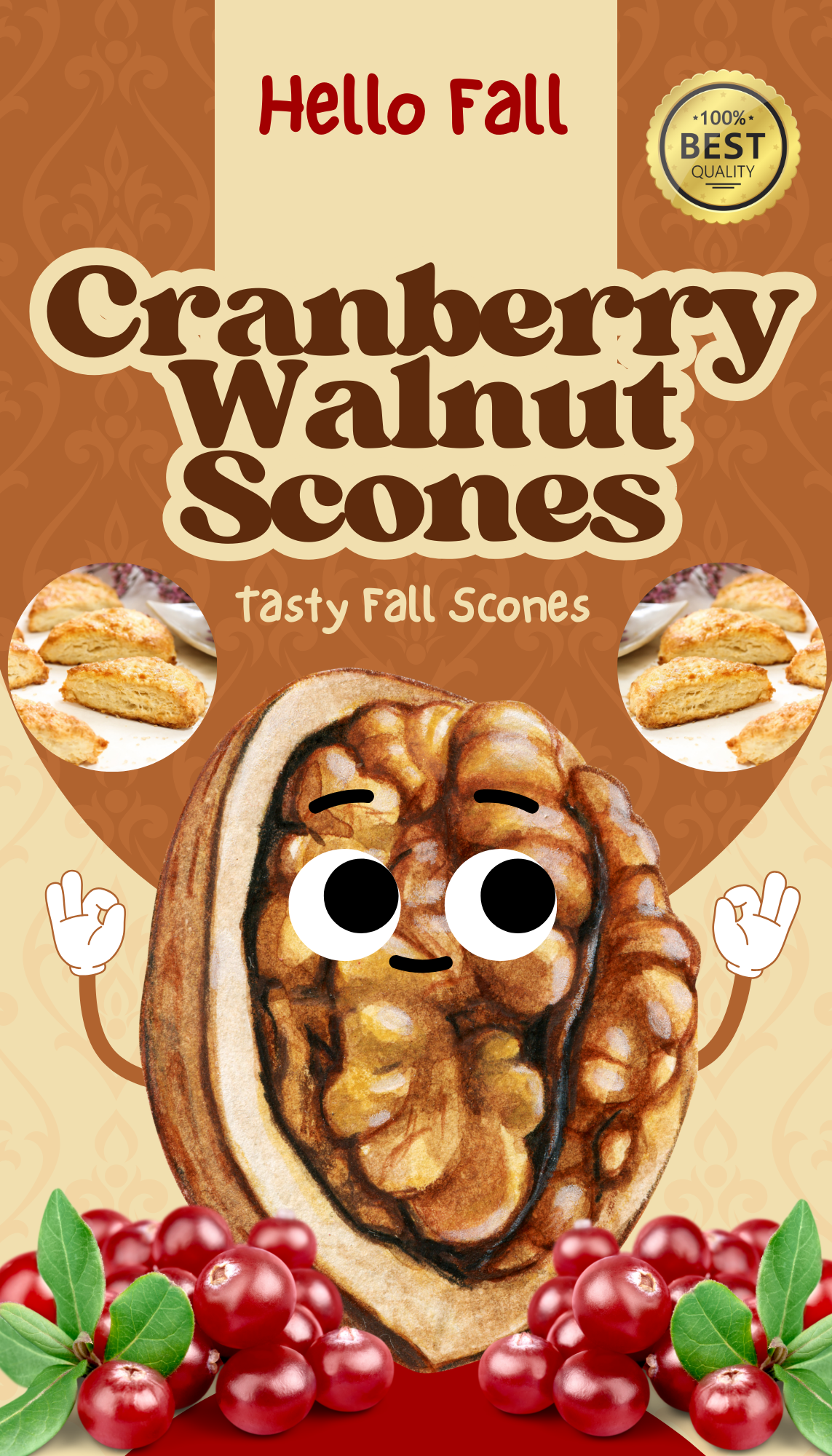 Cranberry Walnut Orange Scones ORGANIC (Minis)