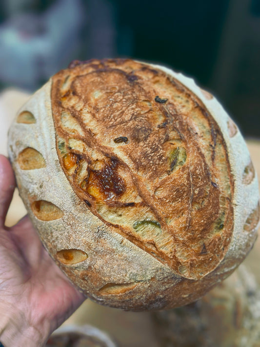 Jalapeno Cheddar Pepper Jack Artisan Sourdough Bread